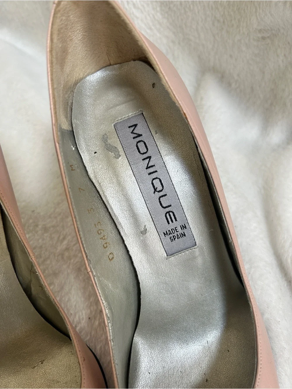 Nique Blush Pink Pointed Leather Heels with Gold Ring Accent